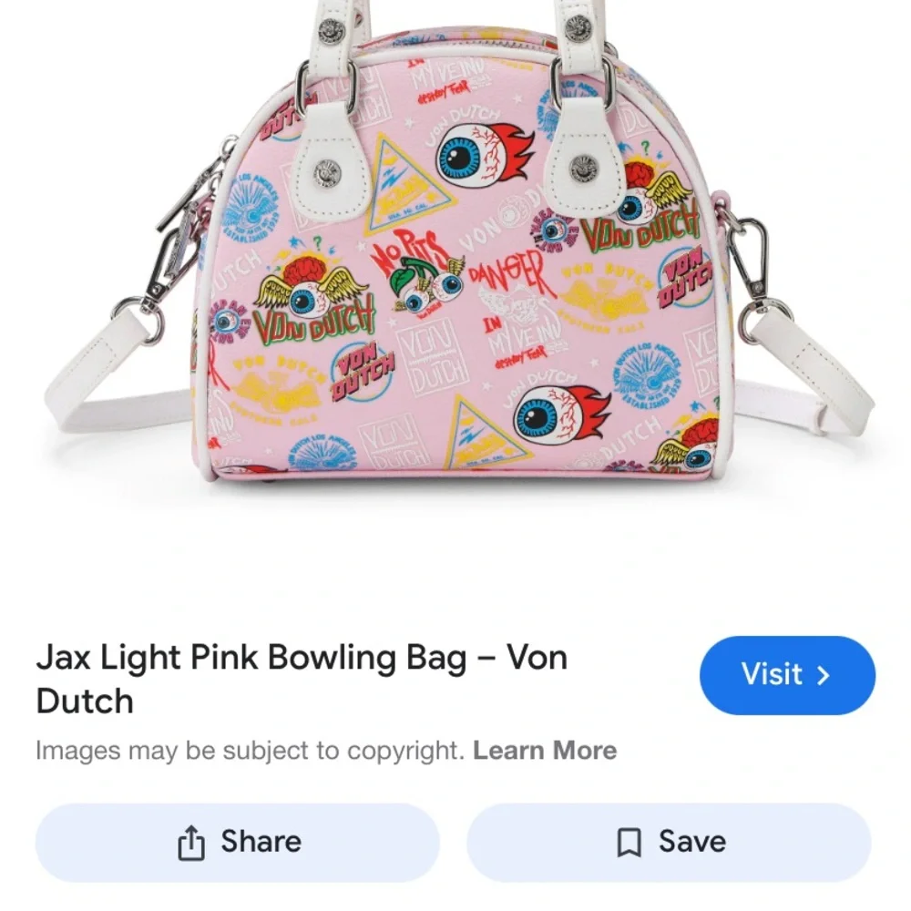 Von Dutch Pink Graphic Bag vintage rare costly 90s - Picture 3 of 3